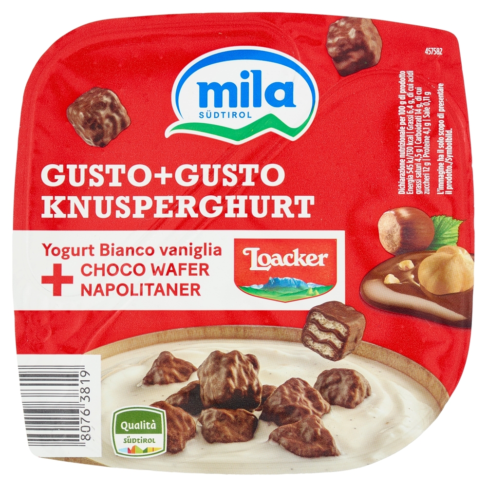 mila Gusto+Gusto Yogurt Bianco vaniglia + Choco Wafer Napolitaner 150 g